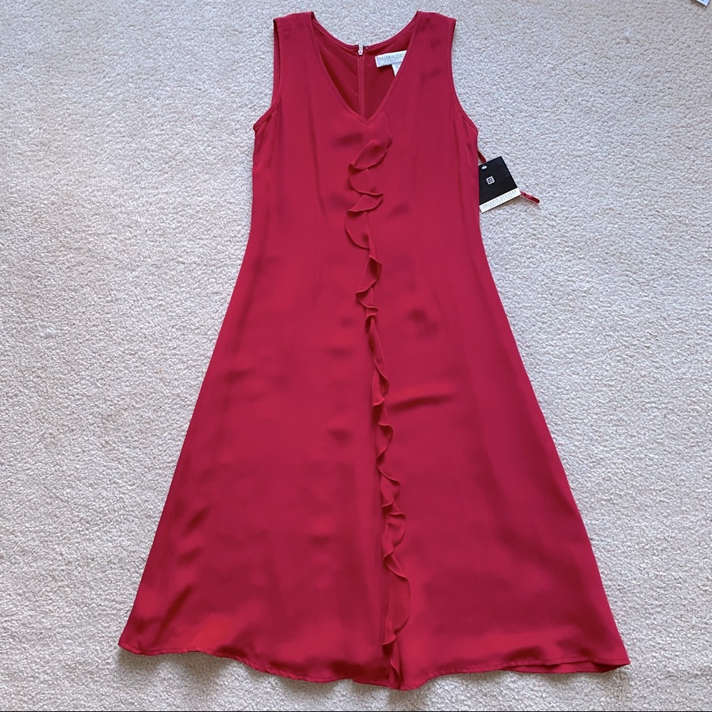 Valerie Stevens Red Sleeveless Silk Dress Size 4, Like New
